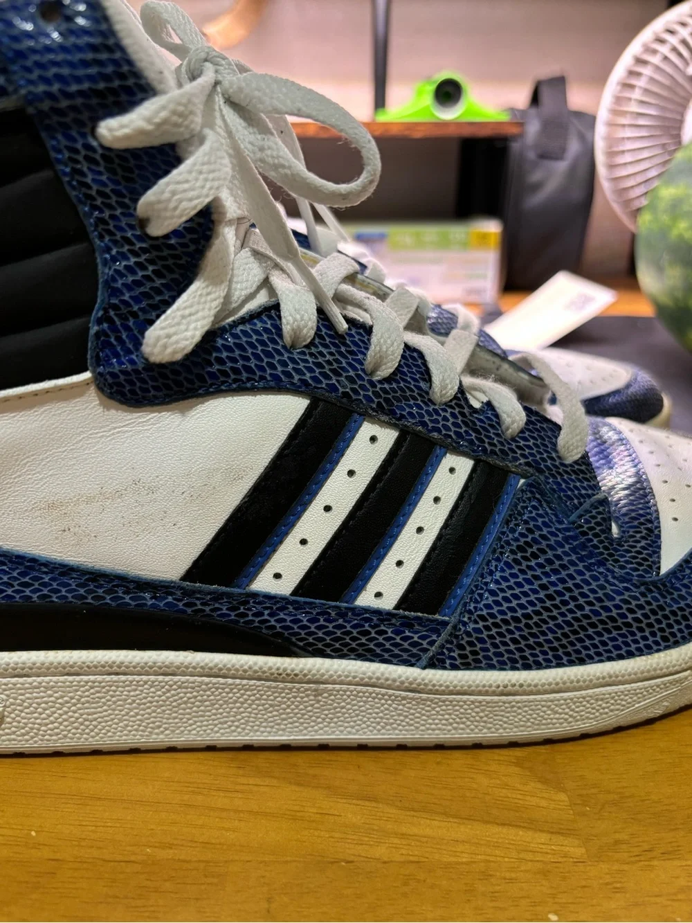 ADIDAS RUN-DMC FLEETWOOD HIGH TOP SNAKESKIN LEATHER SNEAKERS MENS.